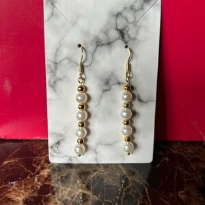 Elegant Gold and Cream Pearl Earrings Perfect for Wedding or Special Occasion